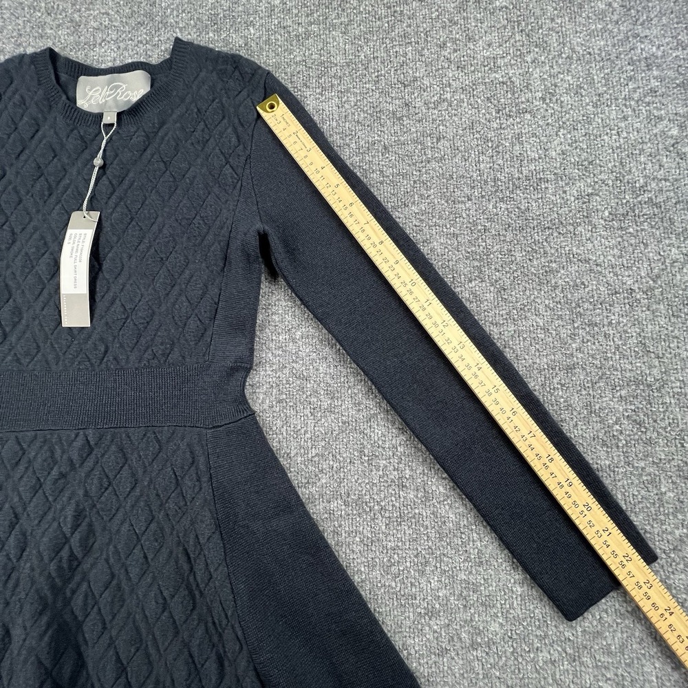 Lela Rose Full Skirt Sweater Dress Dark Navy Wool Silk Cashmere Sz S NWT - Picture 5 of 10